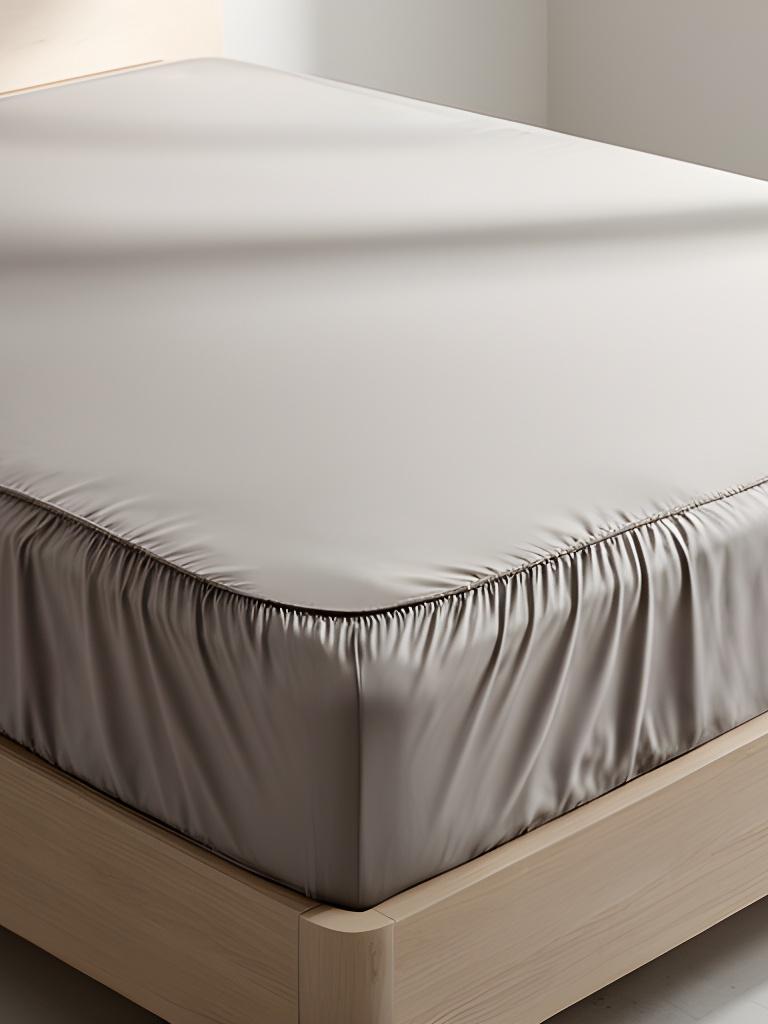 Stone microfibre fitted sheet neatly tucked around a modern mattress