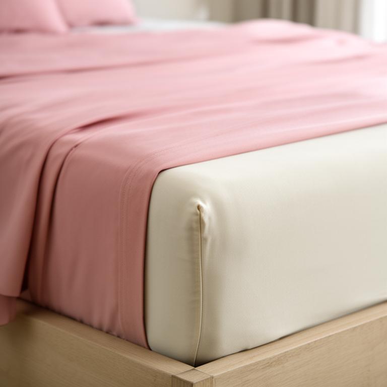 Crisp fitted sheet corner tucked neatly over a mattress in a soft pink bedroom