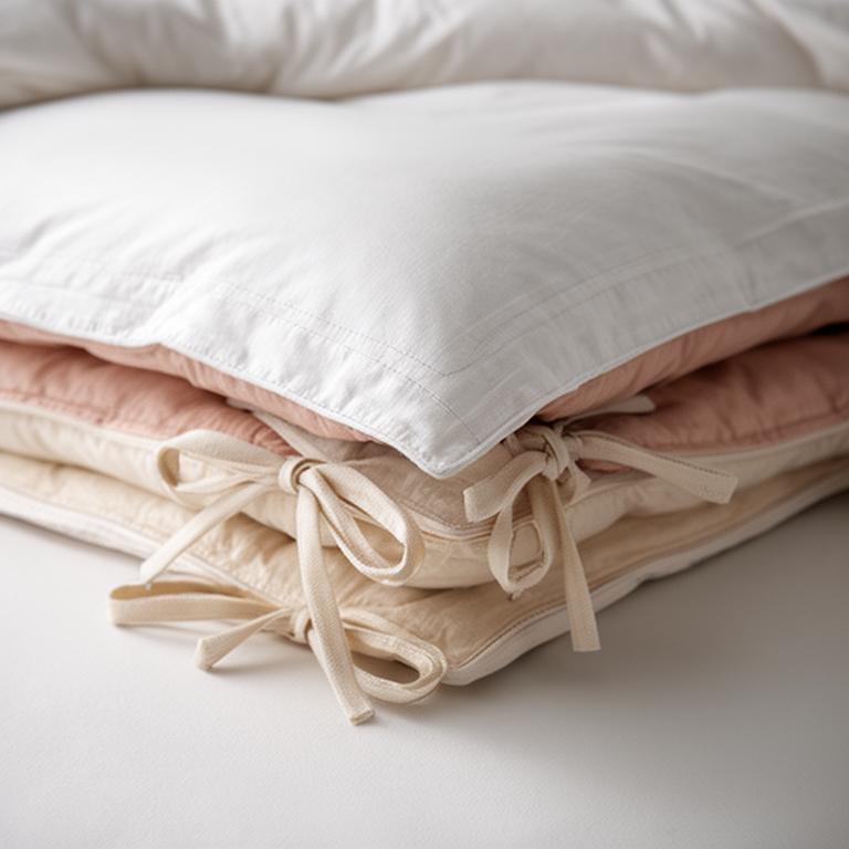 Duvet cover corner ties and clean stitching shown on a neatly made bed