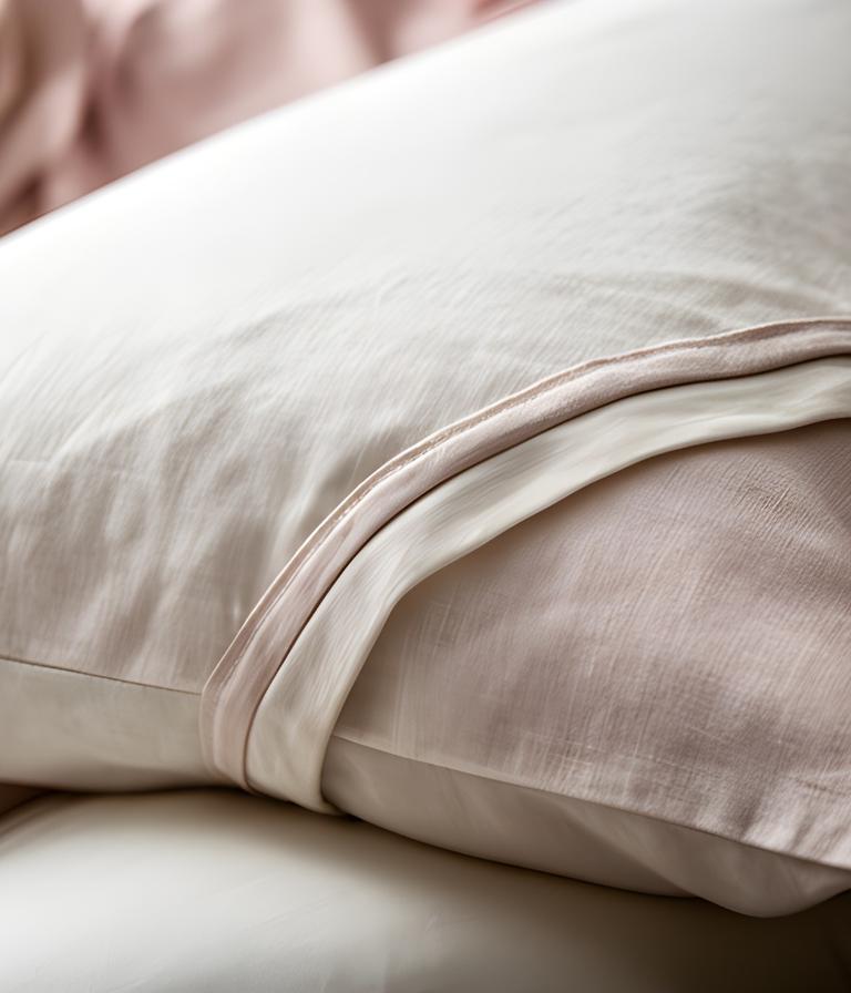 Envelope pillowcase detail showing a clean seam and soft woven cotton fabric