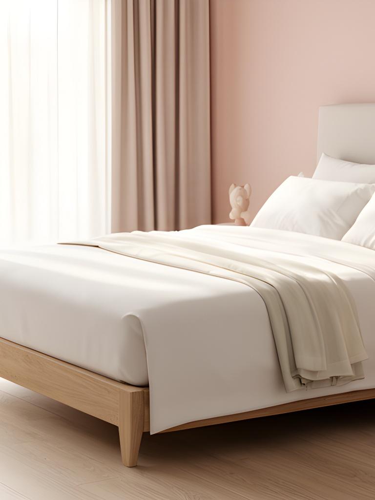 Memory foam mattress dressed with white linen on a calm bedroom bed