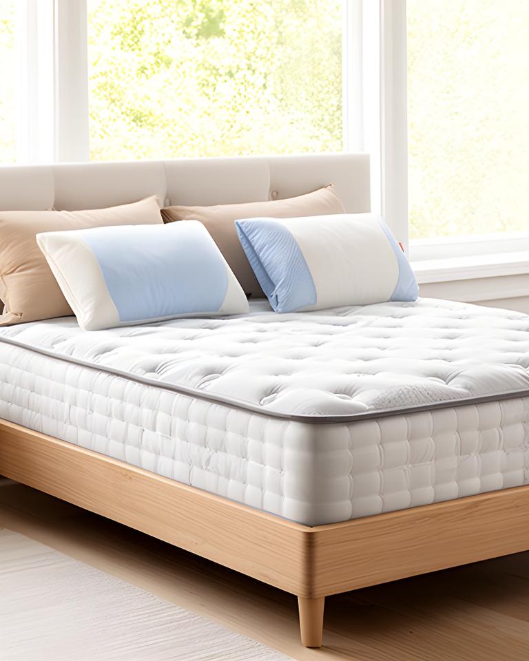 Orthopaedic mattress and supportive pillows arranged in a bright Derry bedroom
